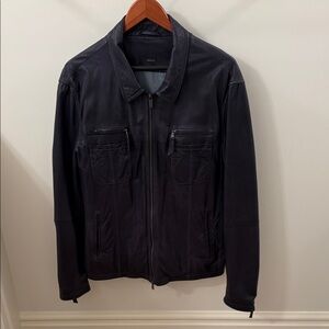 Men's Classic Blue Leather Jacket